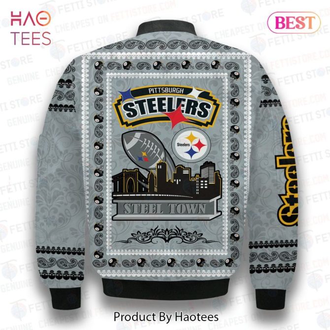 Hot Pittsburgh Steelers Classic Pattern Nfl 3D Bomber Jacket - Image 3