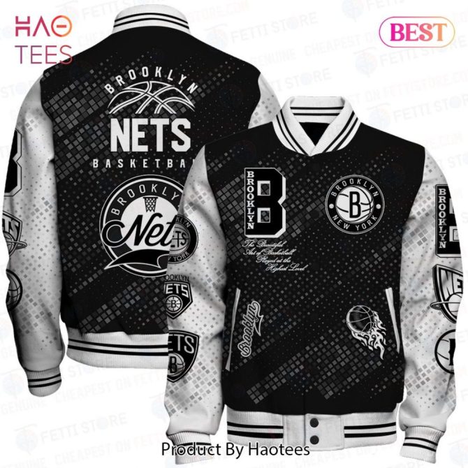 Brooklyn Nets Basketball Varsity Jacket - Stylish Black & White Fan Apparel