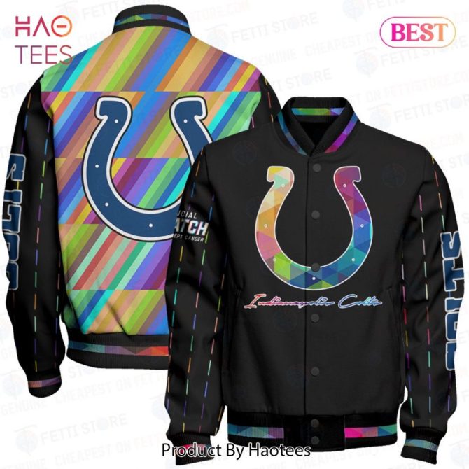 Colorful Geometric Varsity Jacket With Horseshoe Design - Unisex Fashion Outerwear