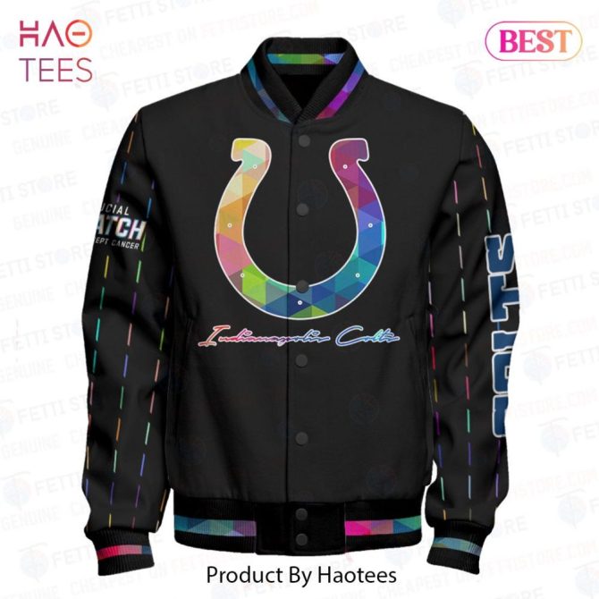 Colorful Geometric Varsity Jacket With Horseshoe Design - Unisex Fashion Outerwear - Image 2