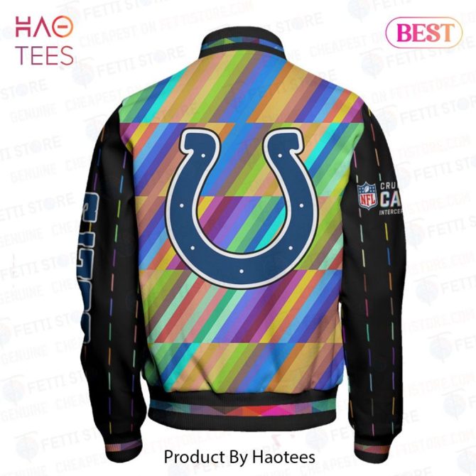 Colorful Geometric Varsity Jacket With Horseshoe Design - Unisex Fashion Outerwear - Image 3