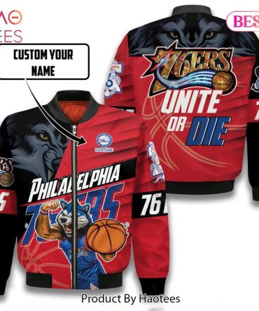 Hot Trend Mascot Philadelphia 76Ers Pattern Personalized Name 3D Bomber Jacket Gift For Fan