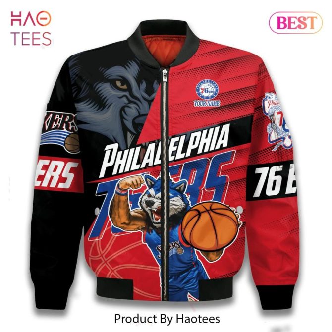 Hot Trend Mascot Philadelphia 76Ers Pattern Personalized Name 3D Bomber Jacket Gift For Fan - Image 3