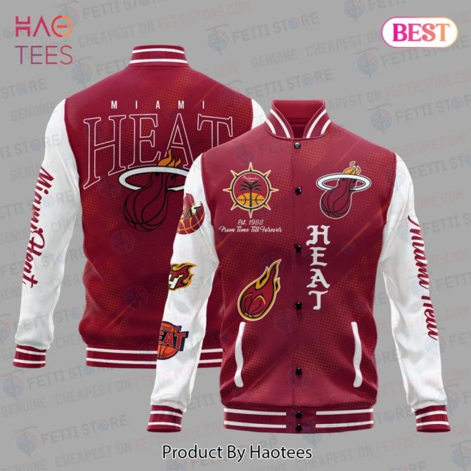 Miami Heat Varsity Jacket - Stylish Red & White Team Apparel By Haotees