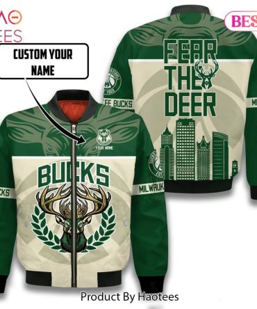 Hot Trend Milwaukee Bucks Mascot Strong Pattern Personalized Name 3D Bomber Jacket Gift For Fan