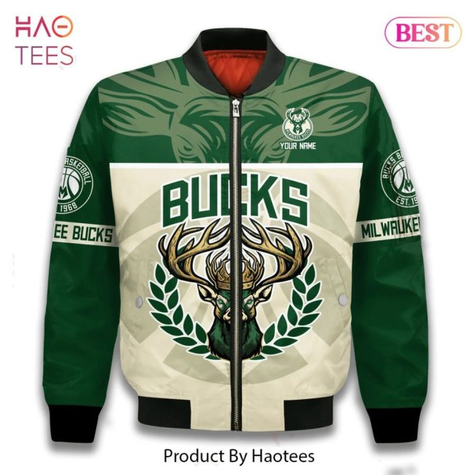 Hot Trend Milwaukee Bucks Mascot Strong Pattern Personalized Name 3D Bomber Jacket Gift For Fan - Image 2