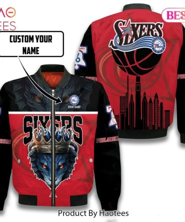 Hot Trend Snake Art Philadelphia 76Ers Pattern Personalized Name 3D Bomber Jacket Gift For Fan