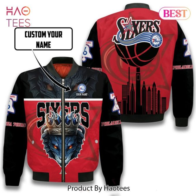 Hot Trend Snake Art Philadelphia 76Ers Pattern Personalized Name 3D Bomber Jacket Gift For Fan