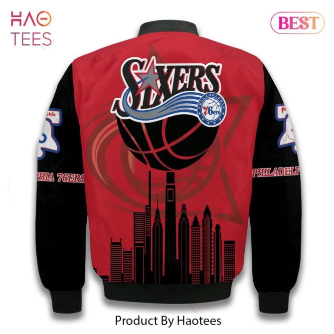 Hot Trend Snake Art Philadelphia 76Ers Pattern Personalized Name 3D Bomber Jacket Gift For Fan - Image 4