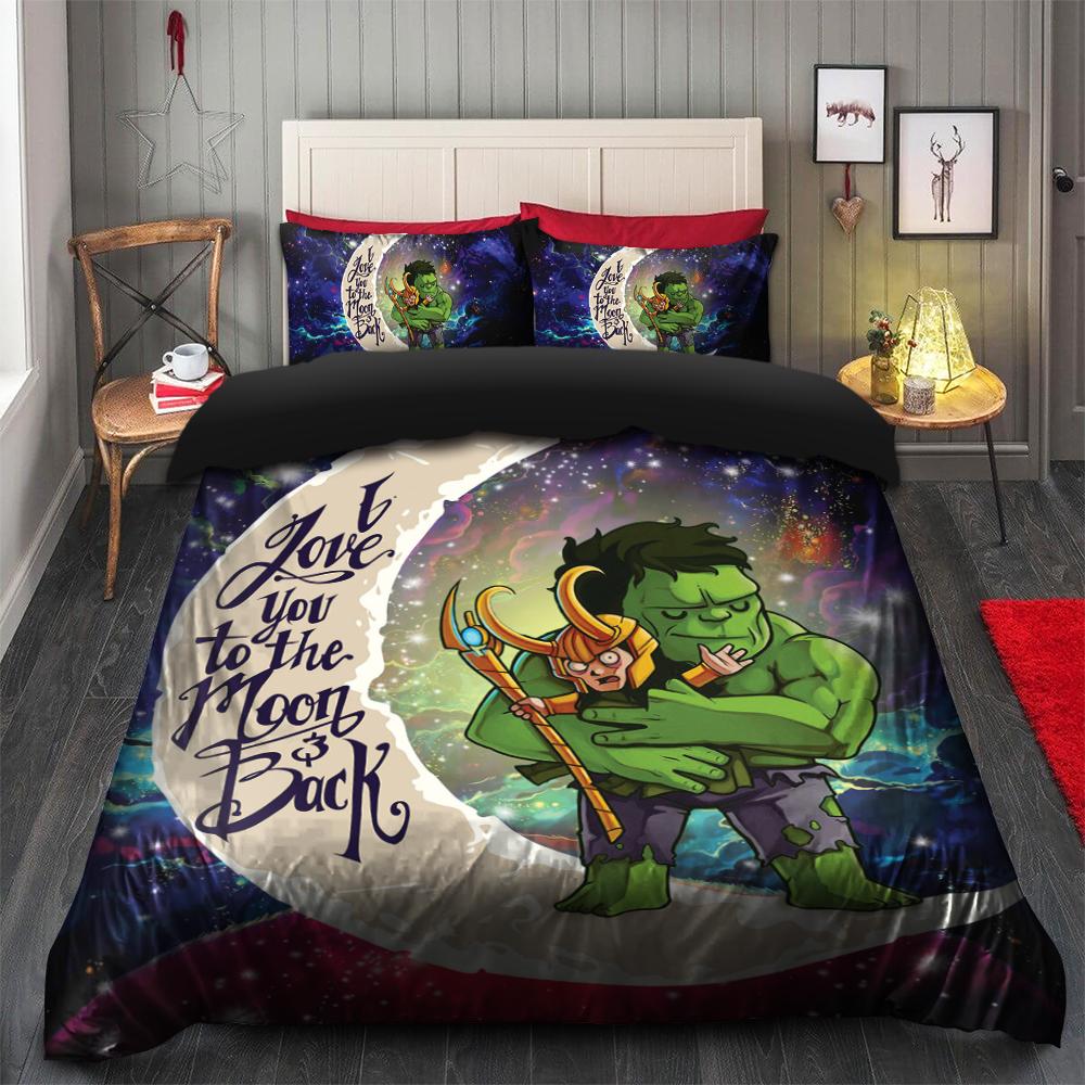Hulk And Loki Love You To The Moon Galaxy Bedding Set Duvet Cover And 2 Pillowcases - Image 2