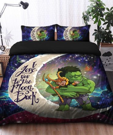 Hulk And Loki Love You To The Moon Galaxy Bedding Set Duvet Cover And 2 Pillowcases