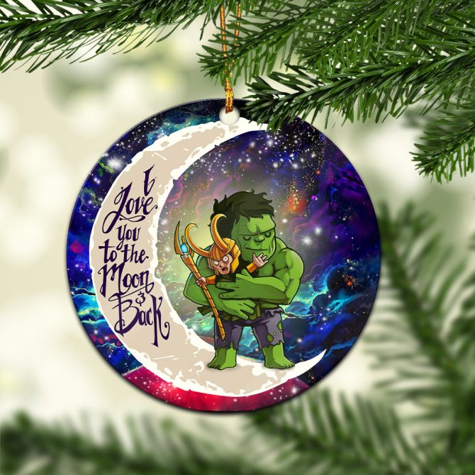 Hulk And Loki Love You To The Moon Galaxy Ceramic Circle Ornament Perfect Gift For Christmas Holiday