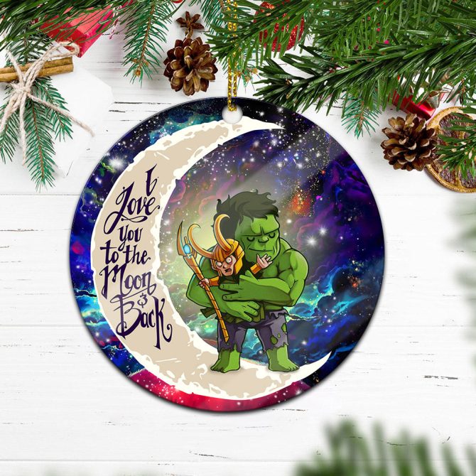 Hulk And Loki Love You To The Moon Galaxy Ceramic Circle Ornament Perfect Gift For Christmas Holiday - Image 2
