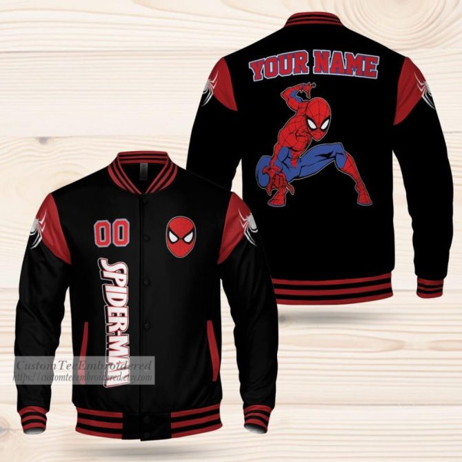 Customizable Spider Hero Varsity Jacket – Personalized Name, Unique Design, Perfect Gift!