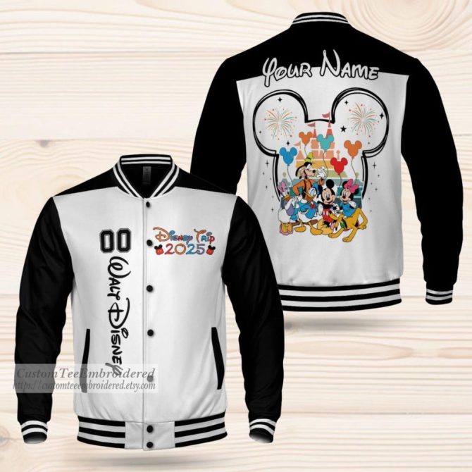 Custom Disney 2025 Trip Jacket - Personalized Mickey & Friends Varsity Style