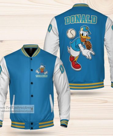 Custom Donald Duck Baseball Varsity Jacket - Personalize Yours Today!