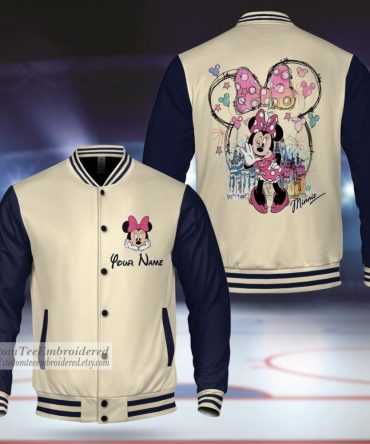 Customizable Minnie Varsity Jacket – Personalized Embroidery, Stylish Disney Design