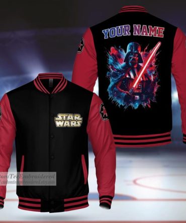 Custom Star Wars Varsity Jacket – Personalized Name, Darth Vader Design, Unisex, Perfect Gift For Fans