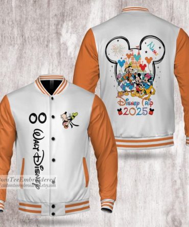 Custom Disney 2025 Trip Jacket - Personalized Mickey & Friends Embroidered Varsity Style