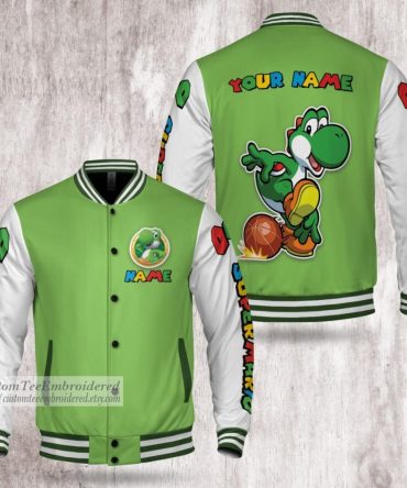 Custom Green Varsity Jacket - Personalized Gamer Design, Perfect Gift For Fans!