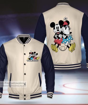 Customizable Mickey & Minnie Varsity Jacket - Personalized Gift For Disney Fans