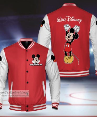Custom Embroidered Mickey Mouse Varsity Jacket - Personalized Disney Style Gift