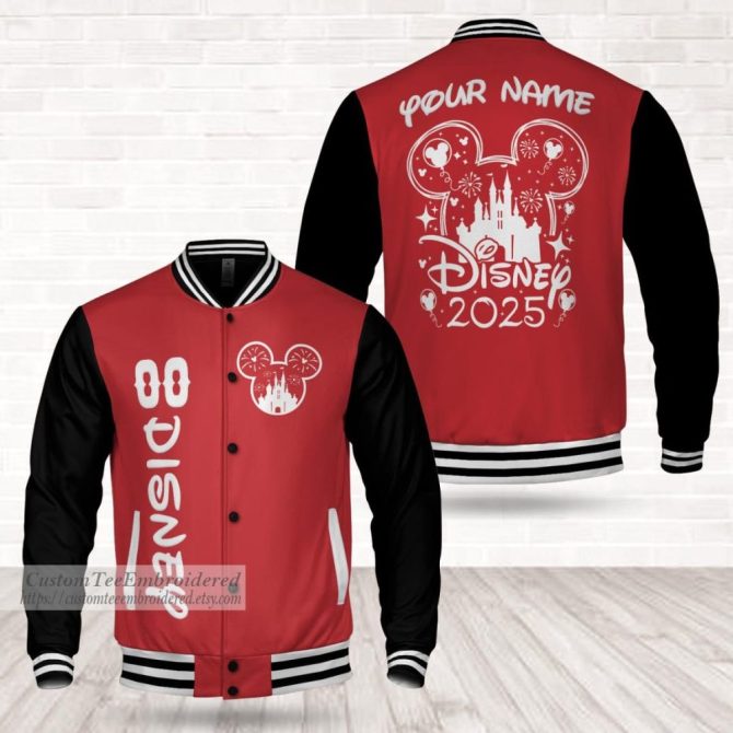 Custom Disney 2025 Varsity Jacket – Personalized Magic Kingdom Embroidery