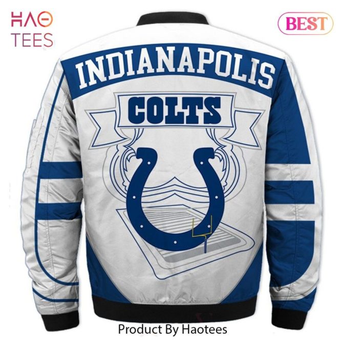 Indianapolis Colts Nfl Bomber Jacket – Stylish Blue & White Fan Apparel By Haotees - Image 2
