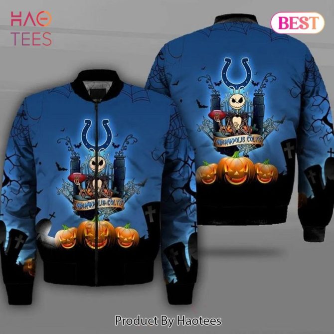 Indianapolis Colts Nfl Bomber Jacket – Stylish Blue & White Fan Apparel By Haotees - Image 5