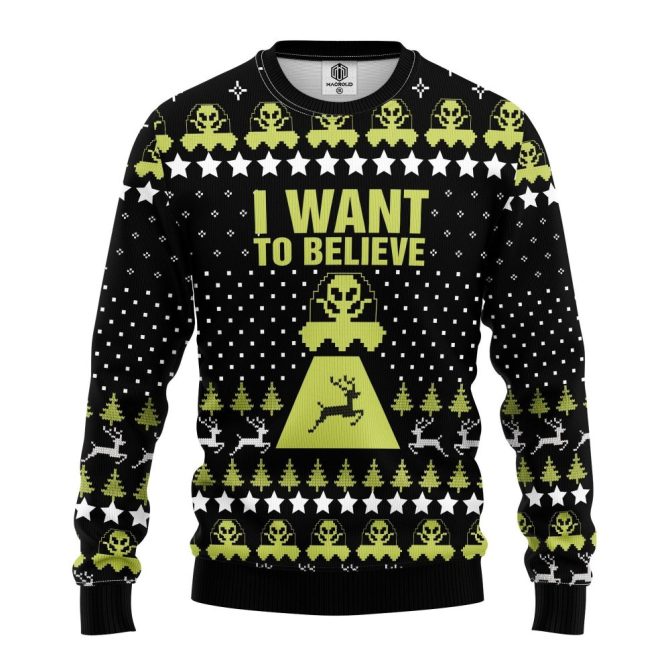 Alien Believe Ugly Christmas Sweater Amazing Gift Idea Thanksgiving Gift - Image 3