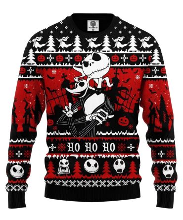 Festive Nightmare Before Christmas Sweater - Cozy Holiday Knitwear With Jack Skellington Design