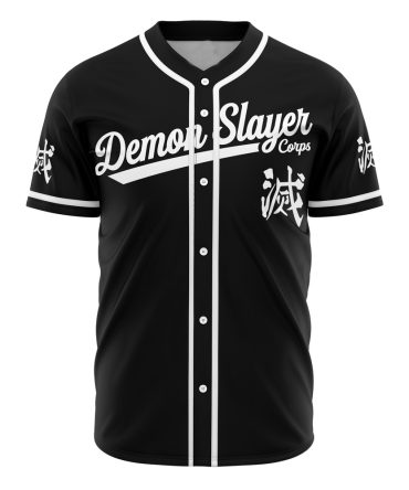 Anime-Inspired Demon Slayer Baseball Jersey - Stylish Black & White Design For Fans