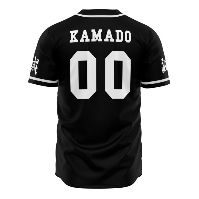 Anime-Inspired Demon Slayer Baseball Jersey - Stylish Black & White Design For Fans - Image 2