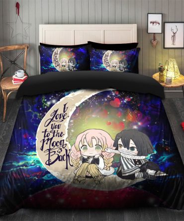 Kanroji And Kaburamaru Demon Slayer Anime Love You To The Moon Galaxy Bedding Set Duvet Cover And 2 Pillowcases