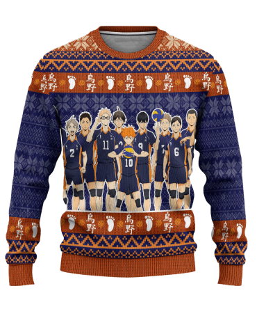 Cozy Anime Volleyball Team Sweater - Unisex Winter Knitwear For Fans