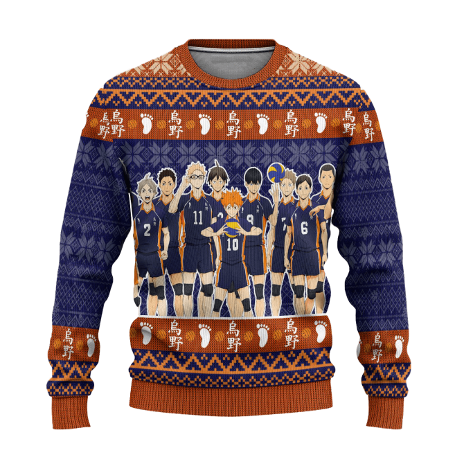 Cozy Anime Volleyball Team Sweater - Unisex Winter Knitwear For Fans