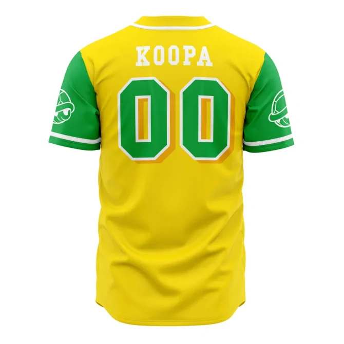 Retro Koopa Troopa Baseball Jersey - Vibrant Yellow & Green Gamer Gear - Image 2