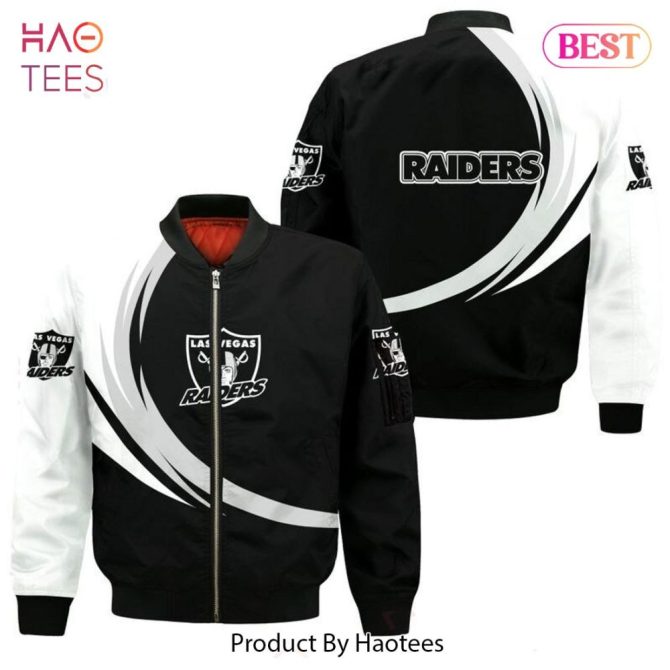 New Fashion   Las Vegas Raiders Bomber Jacket Graphic Curve