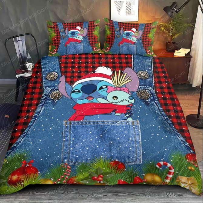 Cozy Christmas Stitch Bedding Set - Festive Cartoon Design For Kids & Teens - Image 2