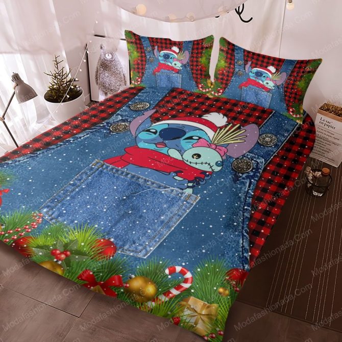 Cozy Christmas Stitch Bedding Set - Festive Cartoon Design For Kids & Teens - Image 3