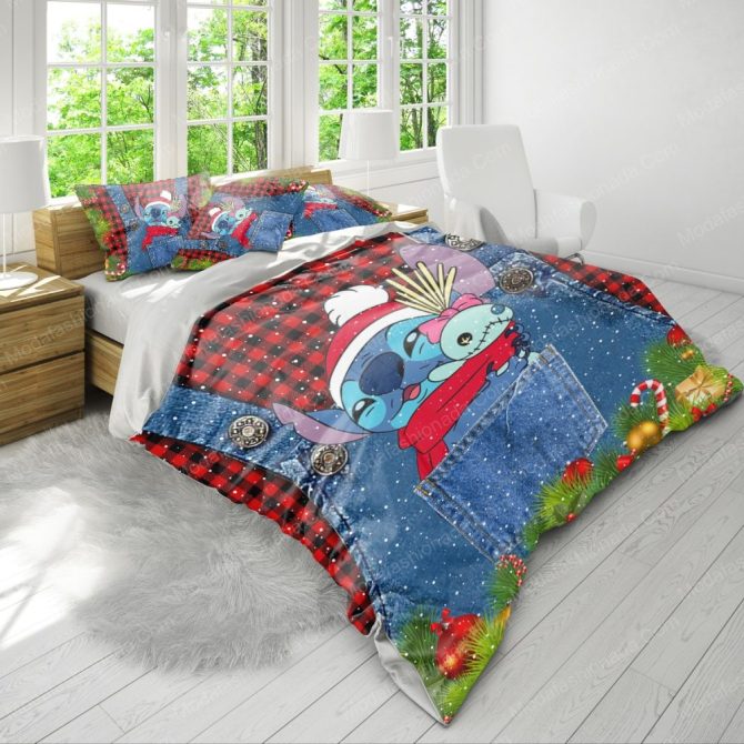 Cozy Christmas Stitch Bedding Set - Festive Cartoon Design For Kids & Teens - Image 4