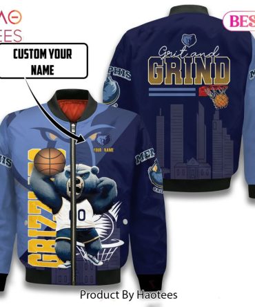 Limited Big Memphis Grizz Mascot Pattern Personalized Name 3D Bomber Jacket Gift For Fan