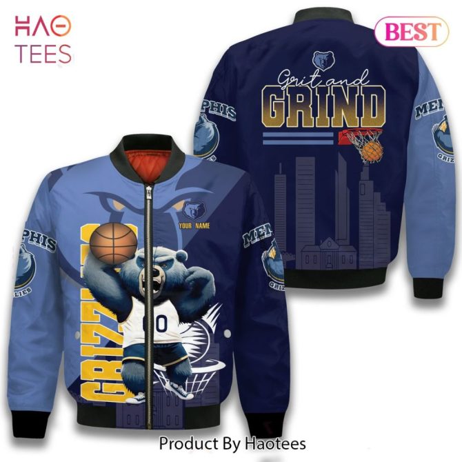 Limited Big Memphis Grizz Mascot Pattern Personalized Name 3D Bomber Jacket Gift For Fan - Image 2