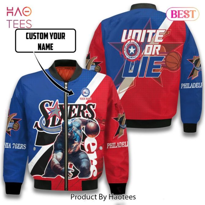 Limited Captain Art Philadelphia 76Ers Pattern Personalized Name 3D Bomber Jacket Gift For Fan