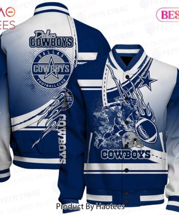 Dallas Cowboys Varsity Jacket - Bold Blue & White Fan Gear For Nfl Enthusiasts