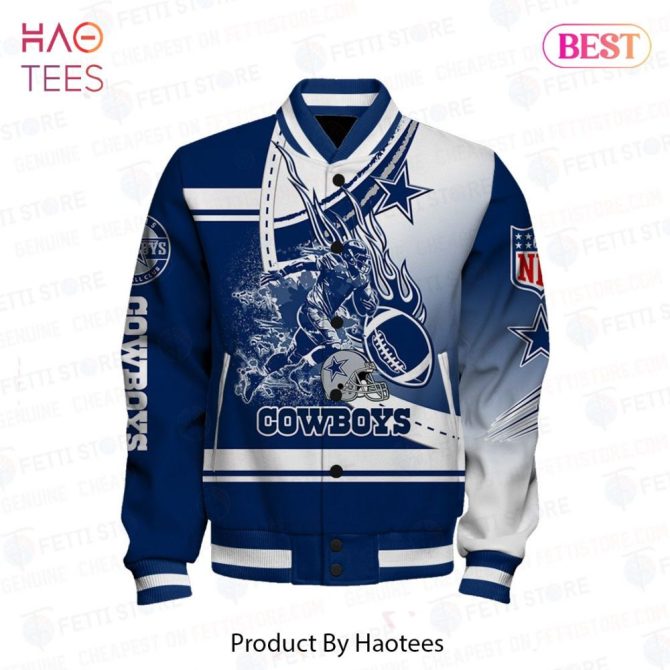 Dallas Cowboys Varsity Jacket - Bold Blue & White Fan Gear For Nfl Enthusiasts - Image 2