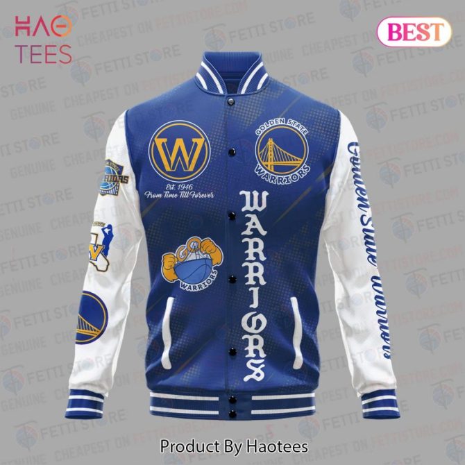 Golden State Warriors Varsity Jacket - Premium Fan Apparel, Blue & White Design - Image 2