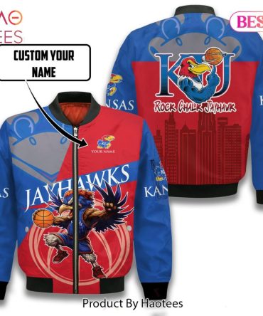 Limited Kansas Jayhawks Pattern Personalized Name 3D Bomber Jacket Gift For Fan