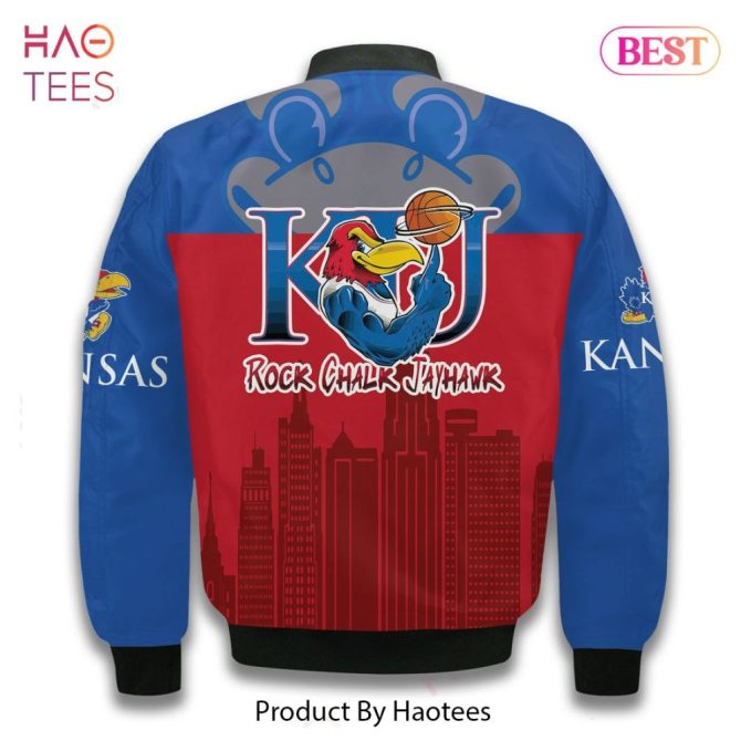 Limited Kansas Jayhawks Pattern Personalized Name 3D Bomber Jacket Gift For Fan - Image 3