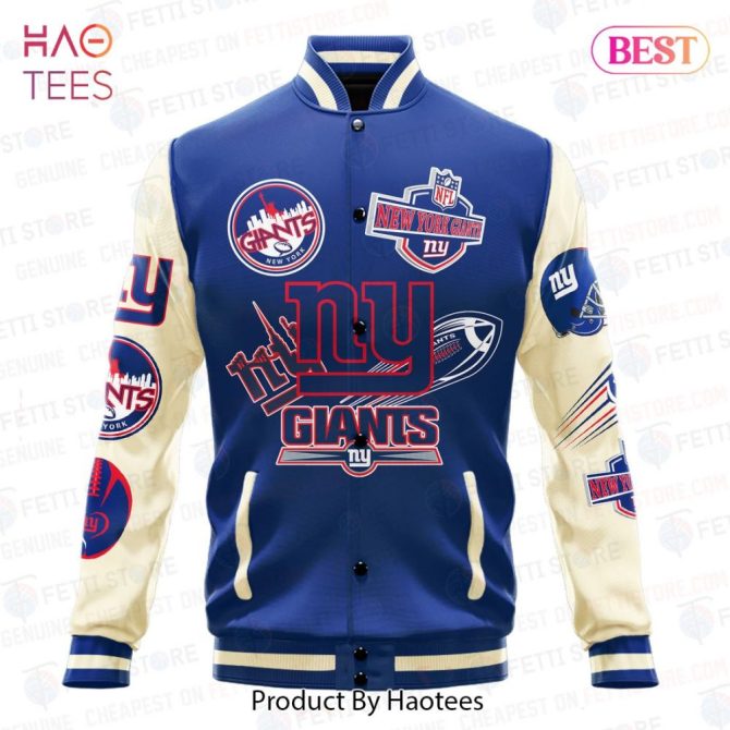 Ny Giants Varsity Jacket - Classic Blue & Cream Nfl Team Apparel By Haotees - Image 2